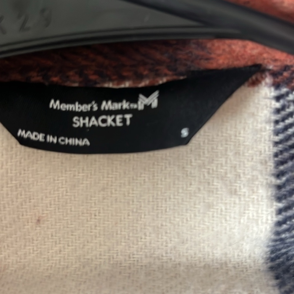 Members Mark Plaid SHACKET With Pockets Sz Small Brown Navy Multicolor - Picture 8 of 13